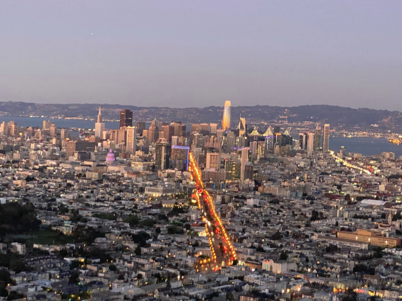 Visitors can see the vibrant view of the cityscape from Twin Peaks.